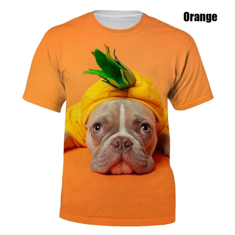 

Summer 3D Printing French Bulldog T Shirt Animal Printed Short Sleeve Top