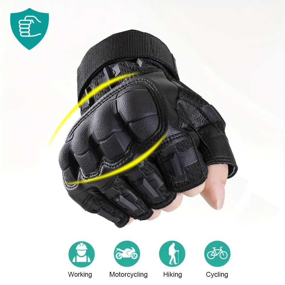 Outooor Tactical Fingerless Gloves Hard Shell Sports Paintball Airsoft Hunting Combat Riding Hiking Cycling Anti-skid Gear Men