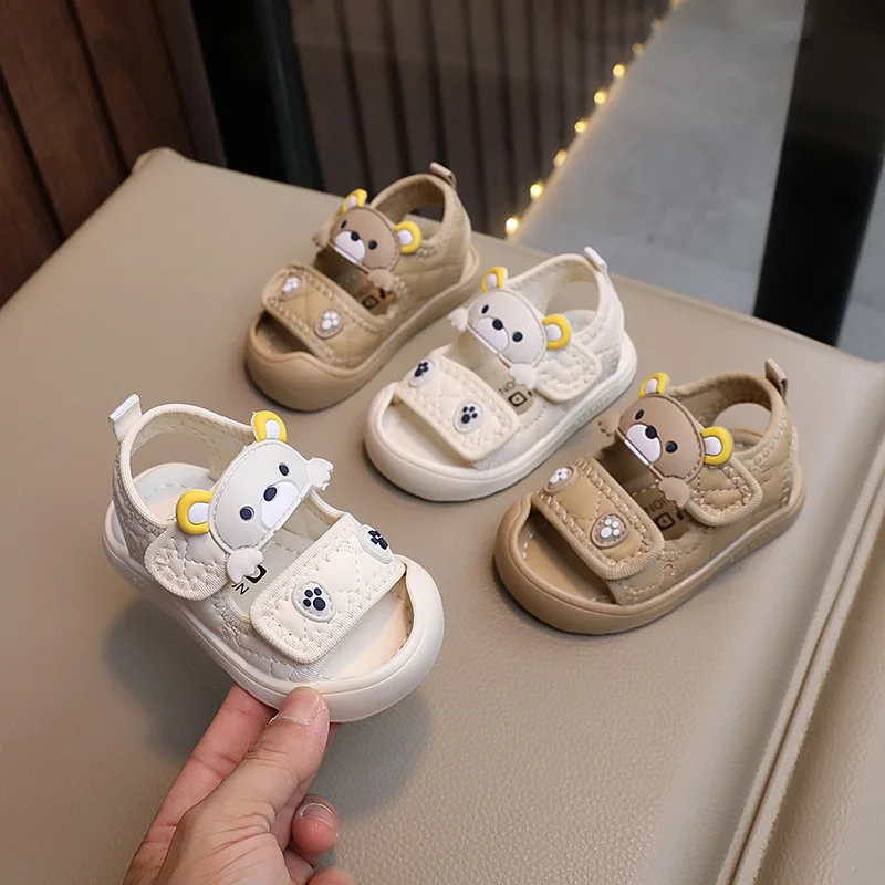 Toddler Sandals Summer Baby Beach Shoes Cute Cartoon Bear Infant Sandals Protect-toe Unisex Baby Boy Girl kids shoes kids sandals baby sandals sandals and clogs