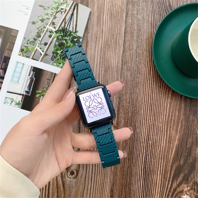 Carbon Fiber Texture Strap For Apple Watch Band 45MM 41MM 44MM 42MM 40MM 38MM PC Wristband For iWatch 7 6 5 4 SE 3 2 1