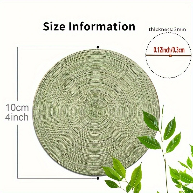 6pcs 4in Round Retro Green Growth Ring Refreshing Wooden Coasters Home Coffee Table Wooden Bar Mugs Glass Beer Cups Holiday Gift