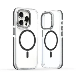 Luxury Magsafe Wireless Clear Phone Case - Magnetic Shockproof Transparent Cover for iPhone 17 Air (Black)