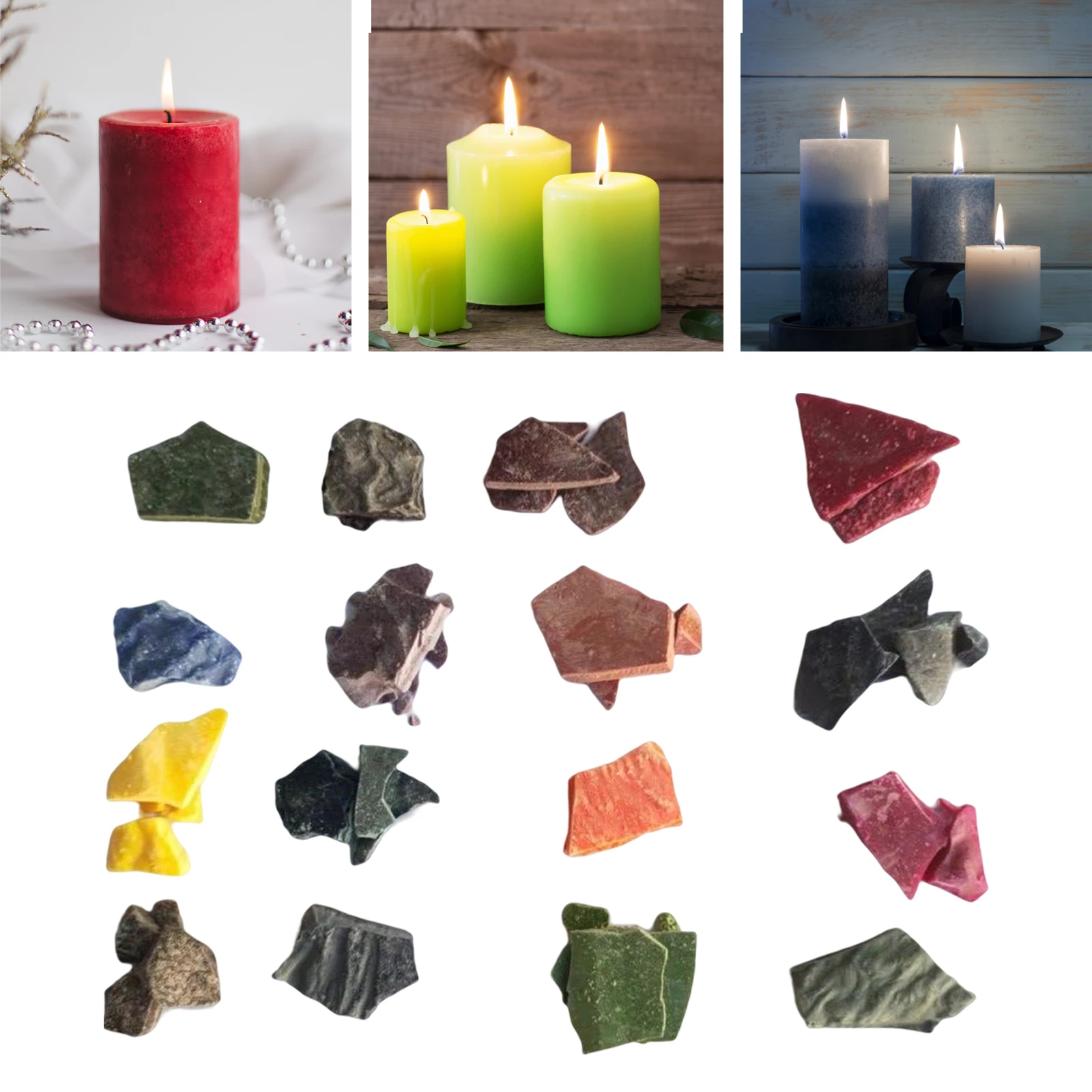 Candle Dyes 16 Colors Pigment Block Color Chips Pigment Color Block Multicolor Bulk for Crafts Supplies Kit Soy Candle Making
