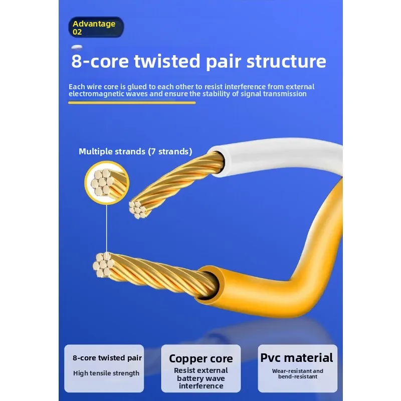 CAT8 네트워크 케이블 1000Mbps 인터넷 케이블 순수 구리 10기가비트 페어 차폐형 RJ45 CAT8 플랫 이더넷 케이블