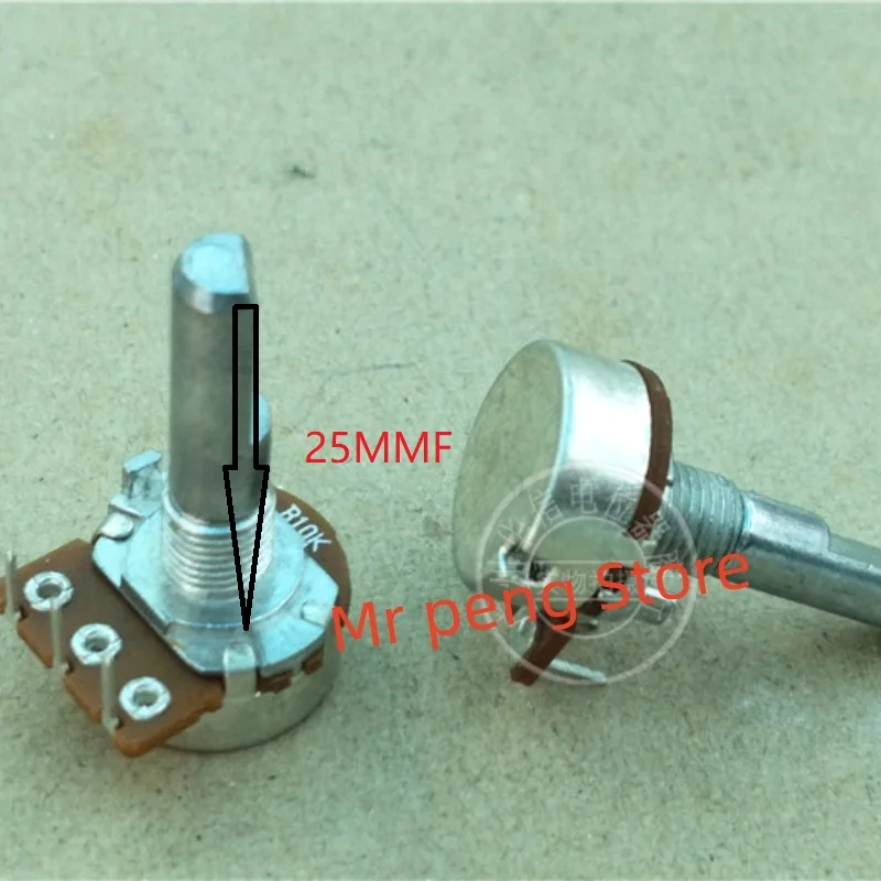 

2pcs 148 single potentiometer with inner bending foot B10K handle with thread length 25MMF with stepping 41 points