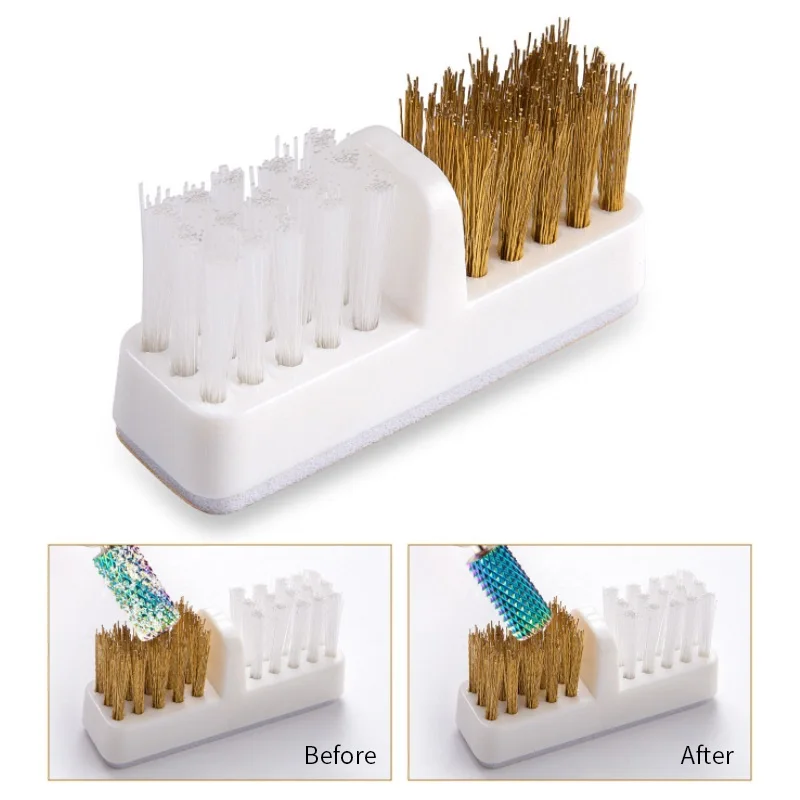

Sdatter 1PC Nail Drill Bit Cleaning Brush (Copper Wire Brush&Soft Bristle Brush ) for Electric Manicure Machine Drills Nail