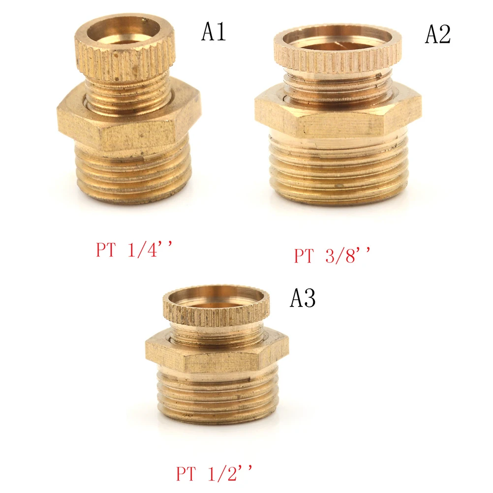 1/2 Inch 3/8 Inch 1/4 Air Compressor Thread Water Drain Valve Brass Tone 1 Pcs