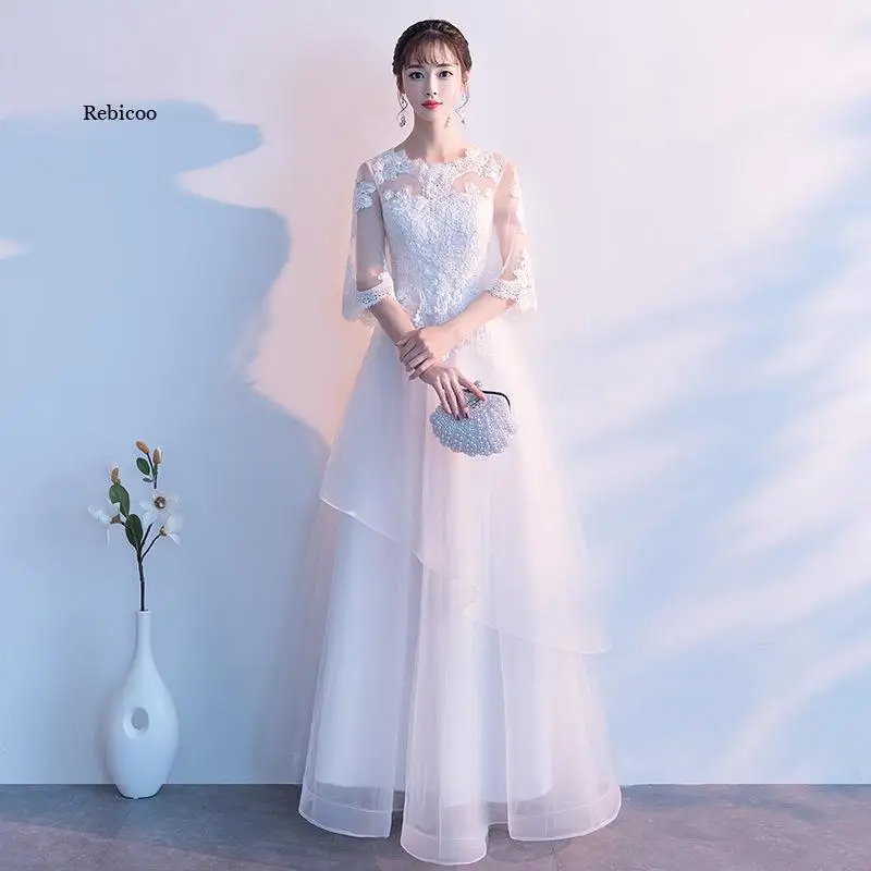 

Белое Женское платье для свадебной вечеринки, роскошное элегантное банкетное длинное платье-Ципао в восточном стиле, женское приталенное платье-Ципао для выпускного вечера, платье