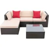 5 Pieces Patio Furniture Sets All Weather Outdoor Sectional Patio Sofa Manual Weaving Wicker Rattan Patio Seating Sofas 2