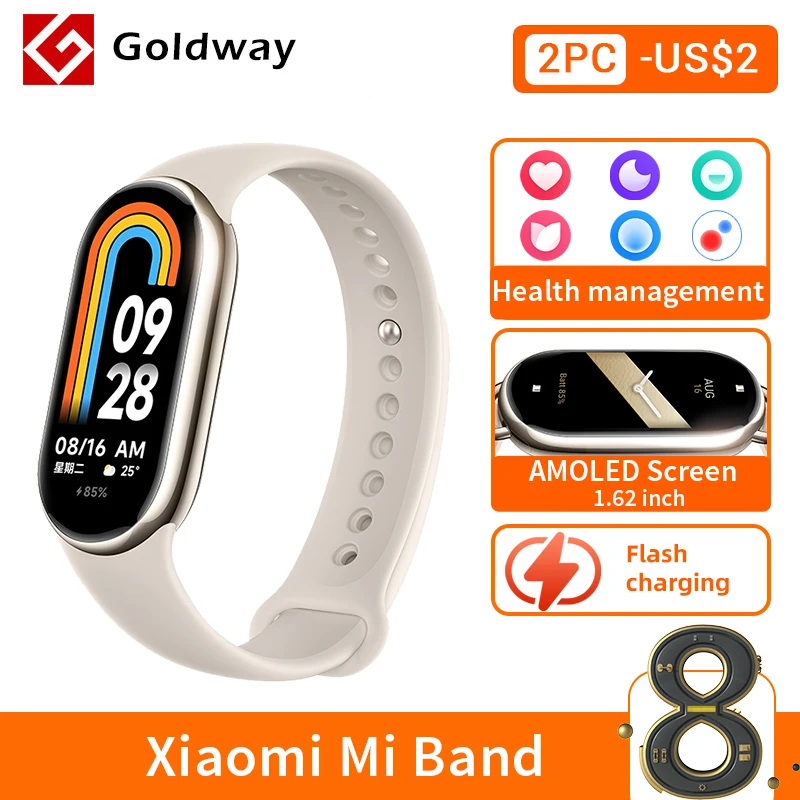 

Xiaomi Mi Band 8 умный браслет 7 цвета AMOLED экран Кислород крови Smartband фитнес браслет Bluetooth спортивный водонепроницаемый смарт-браслет miband 8