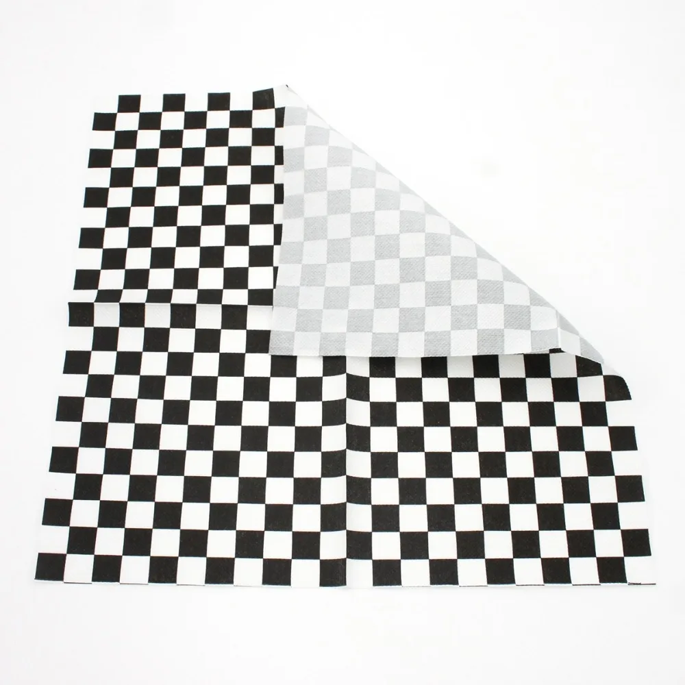 Paper Napkins 20pcs/pac Fashion Black White Checkered Printed Napkin Papers Minimalist Chessboard Patterned Coffee Shop Cloth