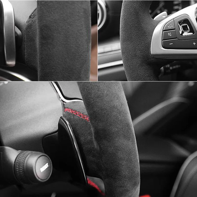 Benutzerdefinierte Auto Braid On The Lenkradabdeckung für Volkswagen VW POLO 6N2 LUPO Handnähen Auto Flechten Radabdeckungen Zubehör – Detail 17
