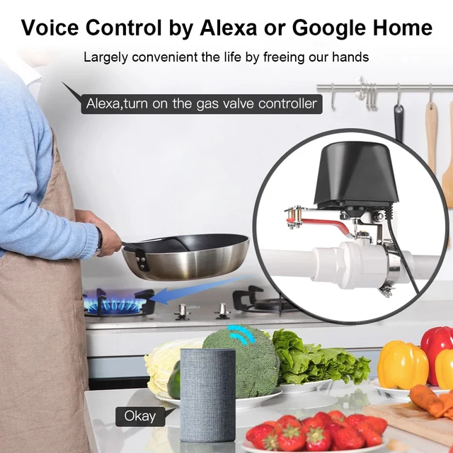 Tuya ZigBee Smart Wireless Control Gas Water Valve Smart Home Automation Control Valve for Gas Work with Alexa,Google Assistant 5
