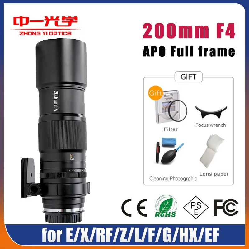 Zhongyi Mitakon 200Mm F4 Apo Teleobiettivo Macro Telaio Completo Per Sony Fe Canon Rf Ef Nikon Z Fuji Xf Gfx Hasselblad Xcd L Mount