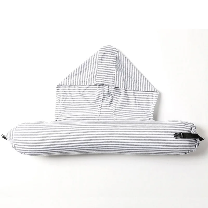 Custom Logo Striped Plain Color With Hood Microbeads U-Shaped Pillow For Napping 2