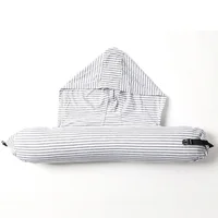Custom Logo Striped Plain Color With Hood Microbeads U-Shaped Pillow For Napping 2