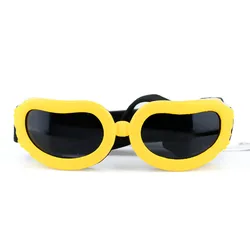 Chic UV Protection Adjustable Dog Sunglasses - Waterproof Pet Eye Wear Accessories (Yellow)