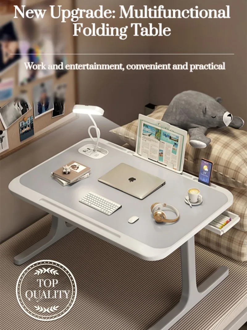 Bedside Foldable lift computer desk bed small table rechargeable upgrade multifunctional study table Dormitory Easy Notebook Des