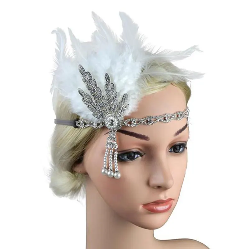 Fascia Per Capelli Anni '20 Con Piume E Cristalli – Rosso – Accessorio Grande Gatsby - 2