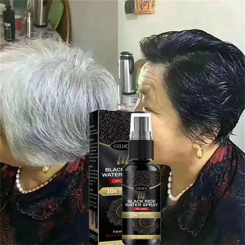 Hair Growth Serum Hair Growth Spray Hair Coloring Product Gray White Hair Treatment Serum White To Black Repair Natural Color Black Rice Nourish Spray Anti Loss Hair