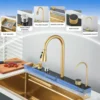 29.5" Gold Smart digital display waterfall sink, 304 Stainless Steel Modern kitchen sink with 5 Water Outlet Modes 2