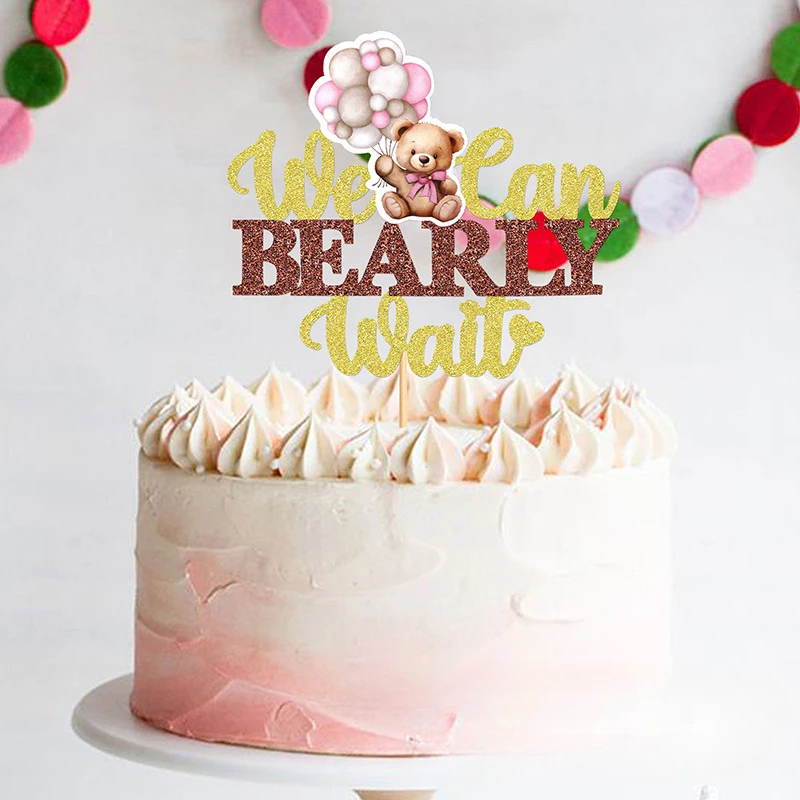 12/1pcs Pink Blue Balloon Bear Cupcake Toppers Baby Shower Supplies Gender Reveal Decor Boy Girl Birthday Party Cake Decor