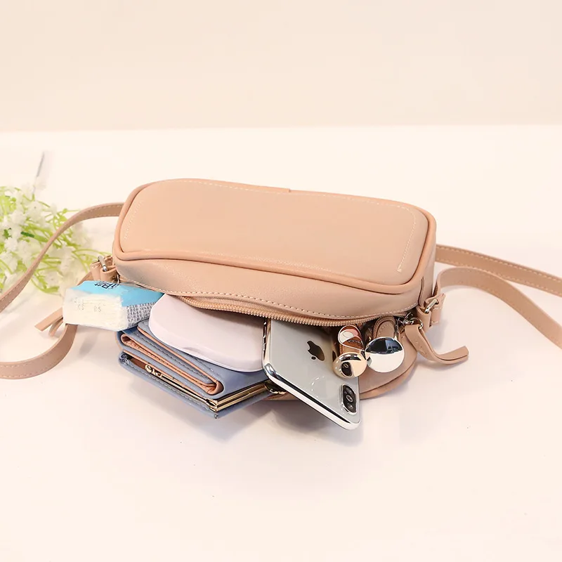 Women's Shoulder Bags Simple Zipper Designer High Quality Leather Messenger Bags Handbags Solid Color Females Crossbody Bag