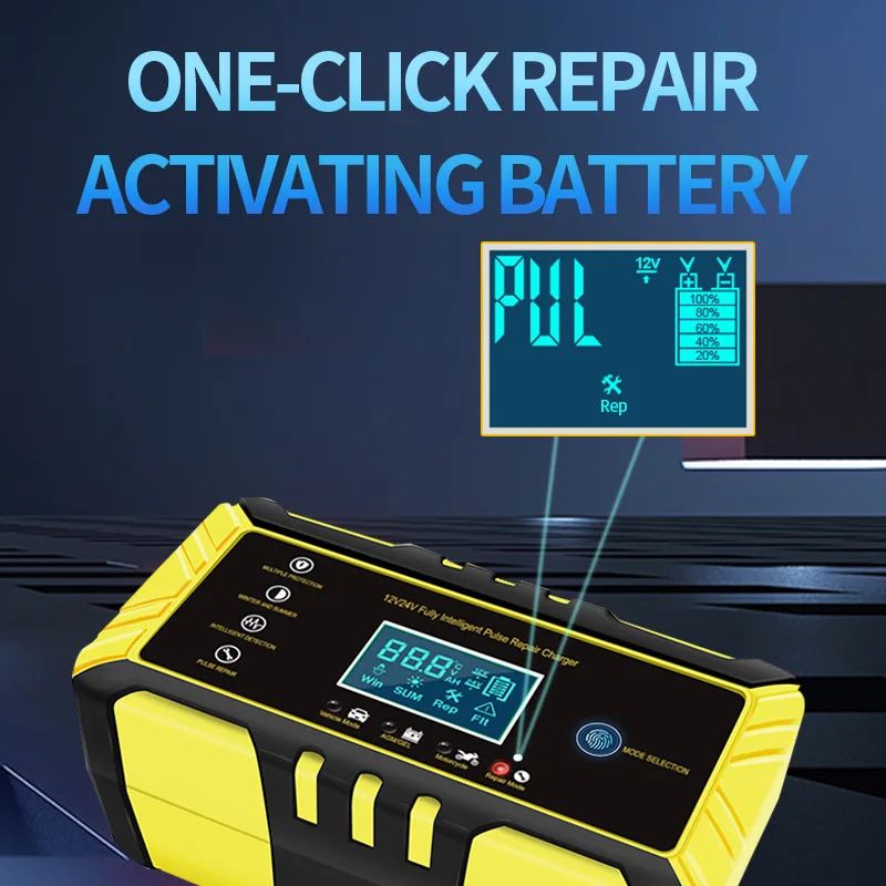 Voll Automatische Auto Batterie Ladegerät 12/24V 8A Puls Reparatur LCD Batterie  Ladegerät für Auto Motorrad Blei Säure batterie Agm Gel Nass - AliExpress