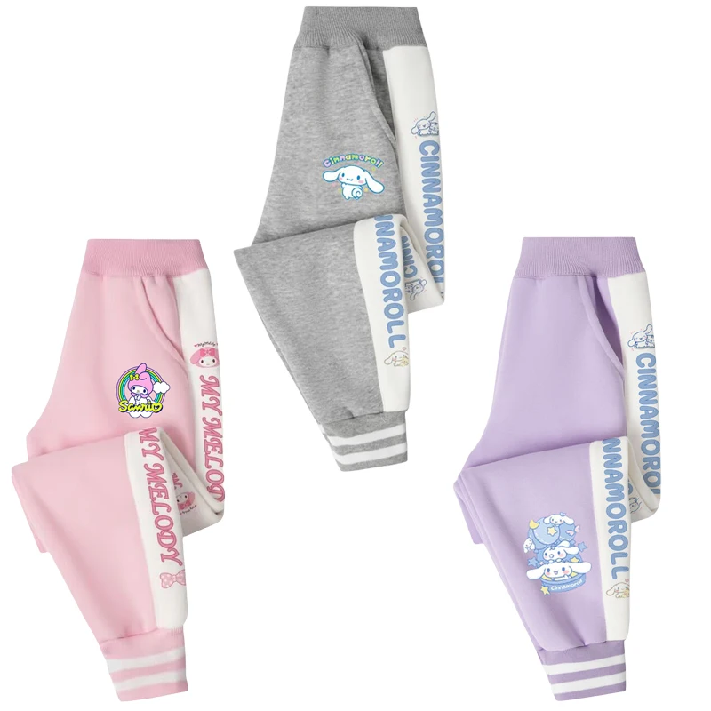 

Sanrios My Melody Cinnamoroll Kuromi Anime Cartoon Cute Children Sweatpants Kids Girls Autumn Winter Sport Pants Loose Trousers
