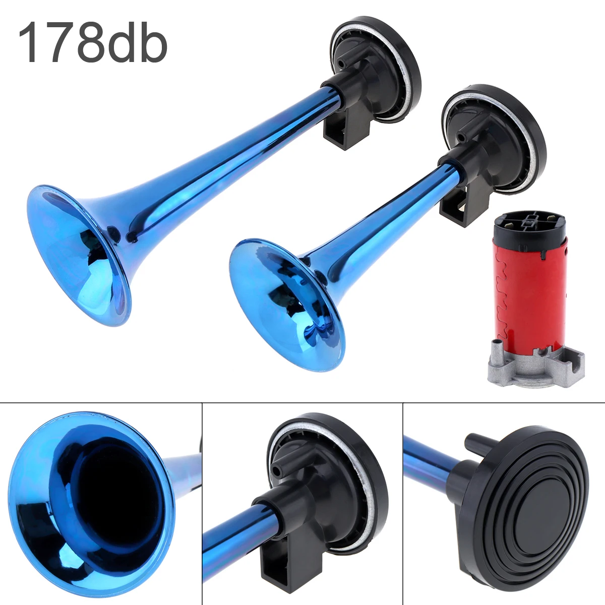 12V 178dB Super Loud Auto Car Dual Tone Blue Air Horn Set with Trumpet Compressor for Motorcycle Car Boat Truck Audio System сукно eurosprint 70 super pro 198см 05273 royal blue