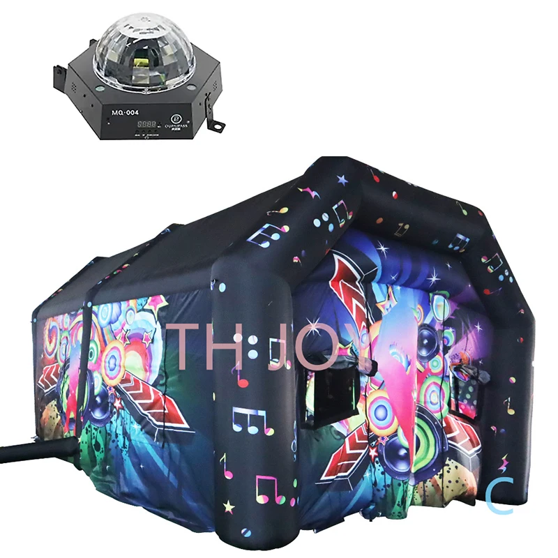 

free air ship to door! customized disco night club tent, outdoor black 6x4m Inflatable nightclub with color LED light