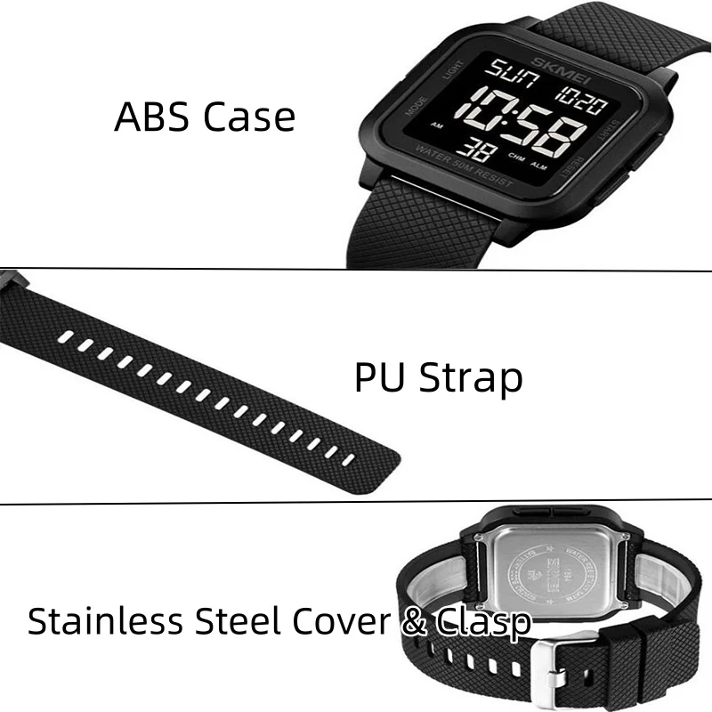 Orologio digitale Skmei 2264 per uomini, waterproof e con cronometro