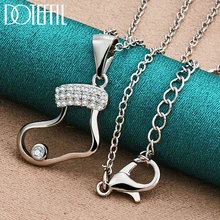 

DOTEFFIL 925 Sterling Silver AAA Zircon Heart Pendant Necklace 18-30 Inch Chain For Woman Fashion Wedding Party Charm Jewelry