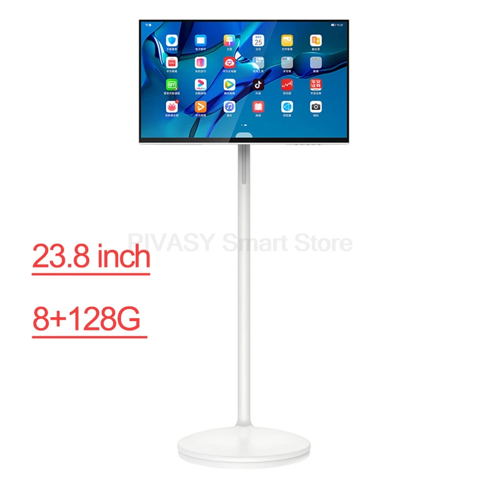 מסך מגע 32 אינץ 'עמדת טלוויזיה חכמה אנדרואיד 10000mAH סוללה גבוהה 8+128G 4K UHD מכשיר נייד נייד לספורט בחדר כושר