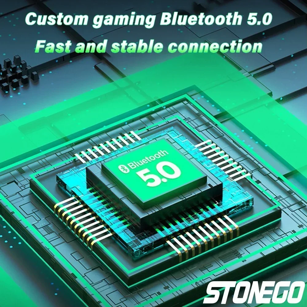 STONEGO TWS Bluetooth 5.0 Sport Earphone Wireless Waterproof Noise Reduction Headphones Games Music Earbuds with Charging Case 2