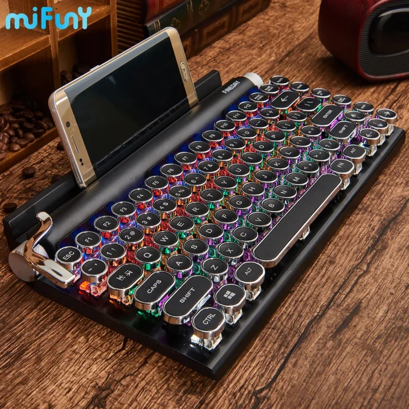 

MiFuny механическая клавиатура Bluetooth панк клавиатура с зарядкой 83 клавиши двойной режим Офисная Клавиатура для IPhone IPad компьютера ноутбука