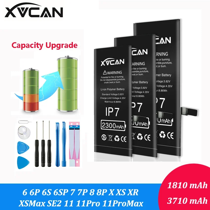 Xvcan Originale Per Iphone 6 6S 7 8 Plus X Xs Se2 11 Pro Max Xr Batteria Reale Ad Alta Capacità Bateria Batterie Di Ricambio Per Telefono