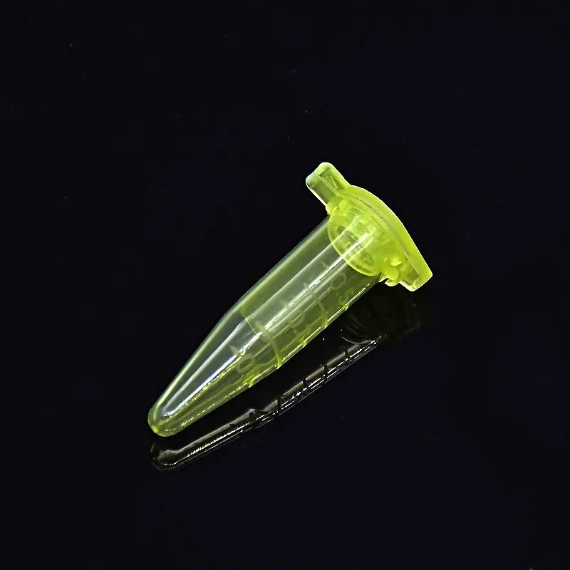 Microtubes Centrifuge Tube 0.5ml Laboratory Centrifugal PCR Tube Bottom Tip Yellow Color with Scale Locked Cover Pack of 1000/PK