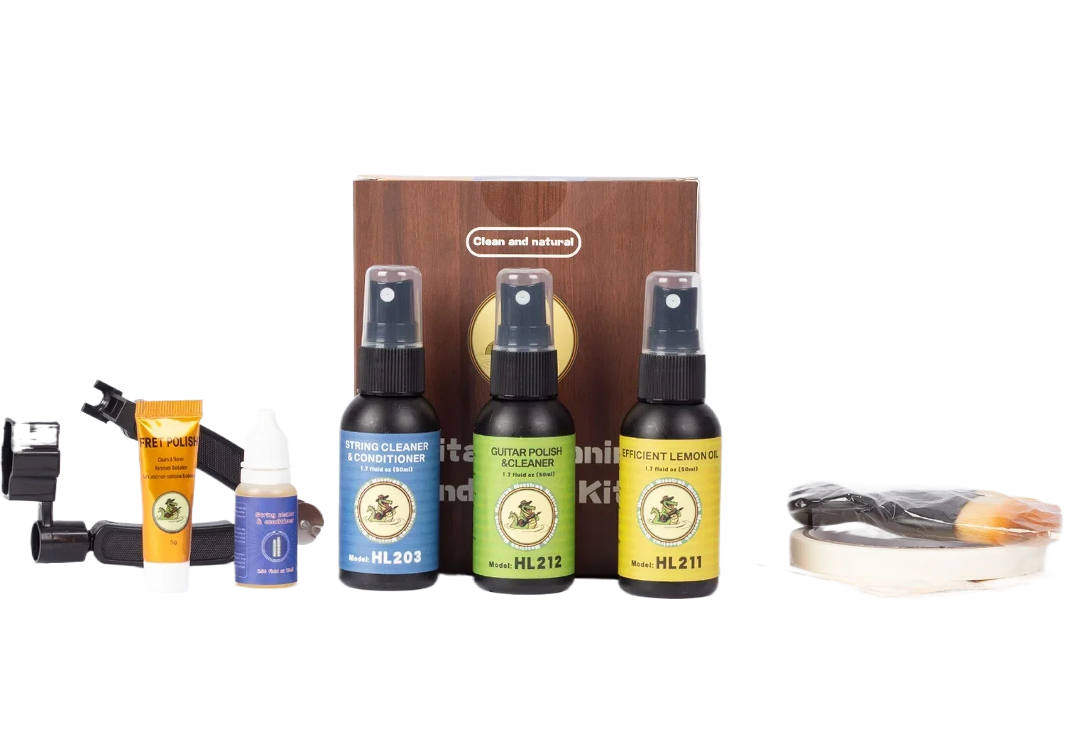 Guitar Cleaning All IN ONE Kit Fretboard Lemon Oil Polish String Cleaner String Winder Cleaning Maintenance
