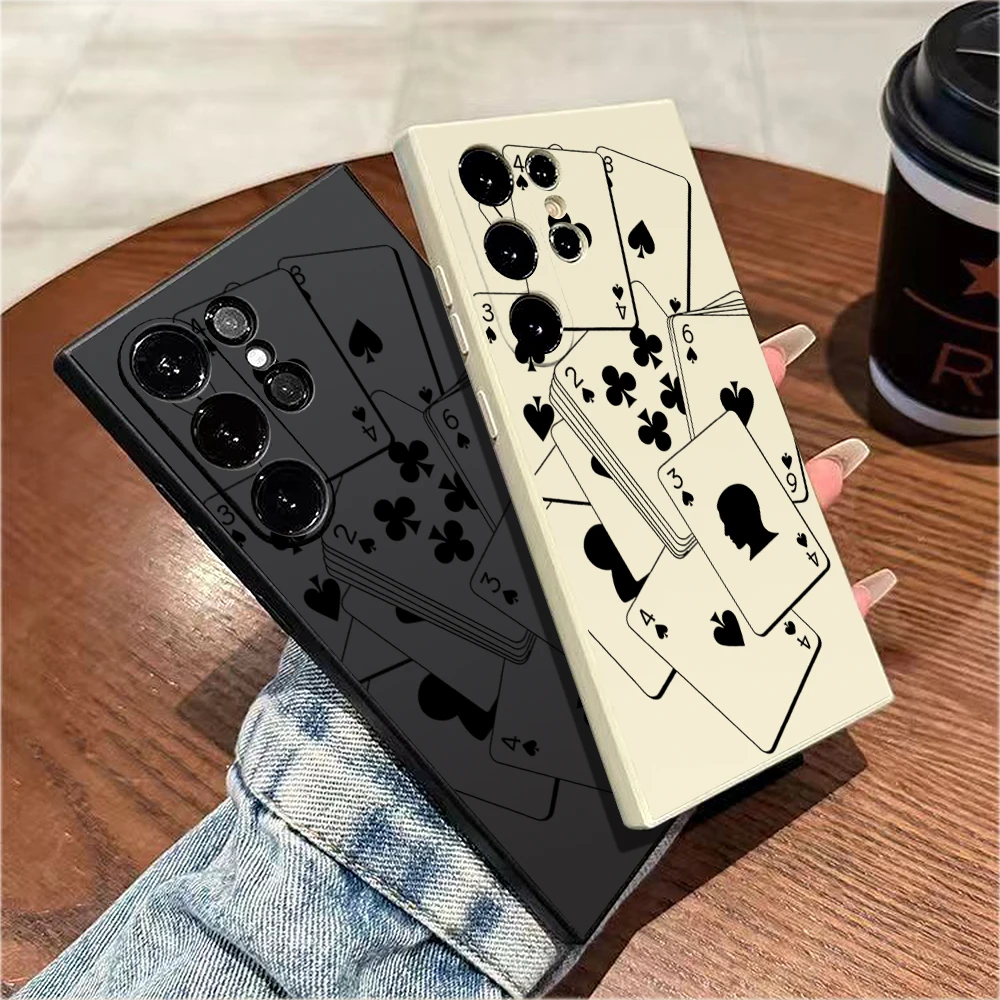Monochrome Playing Cards Design TPU Protective Phone Cover