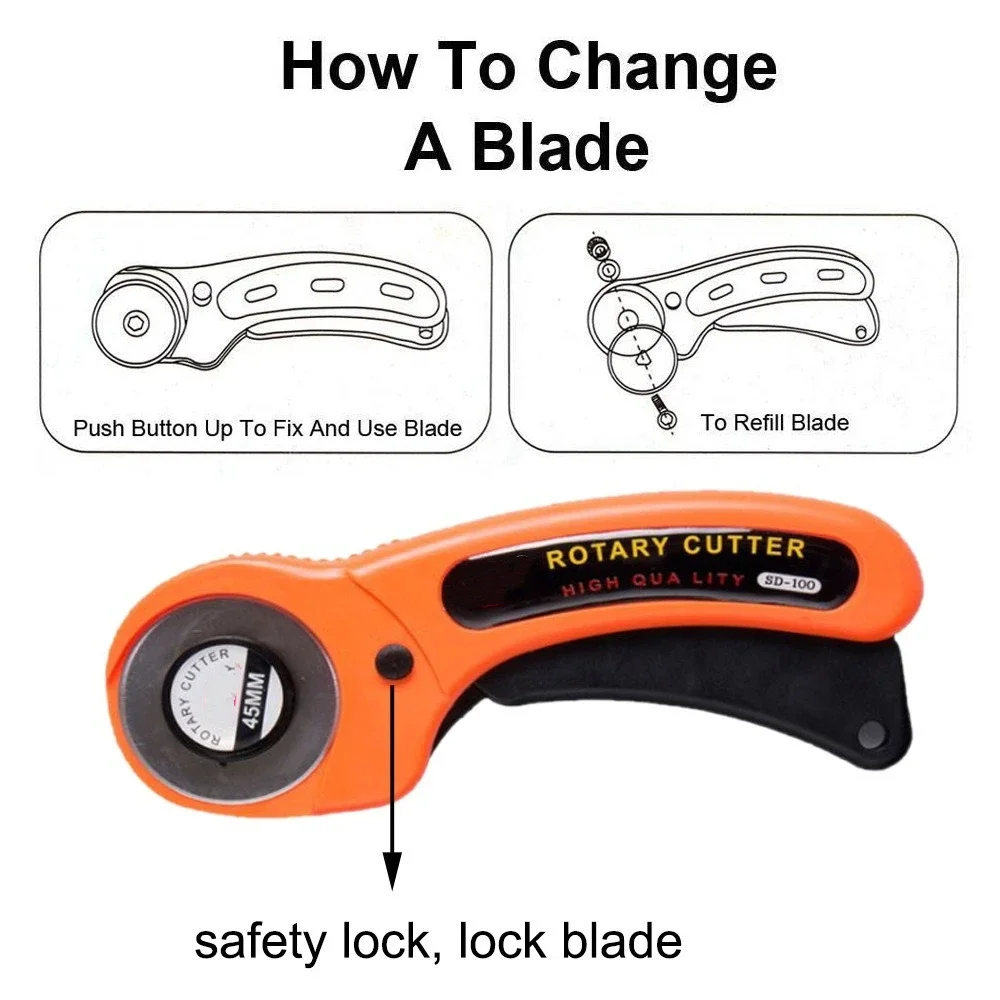 45mm Round Wheel Rotary Cutter DIY Tool Ergonomic Fabric Cutting Knife Handmade Efficient cutting Cutting Tools Leather Craft