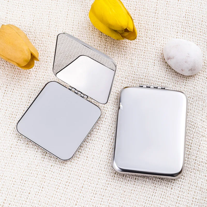 Shatterproof Stainless Steel Ultra Slim Folding Portable Cosmetic Mirror Handheld Travelling Pocket Mirror Camping Makeup Mirror
