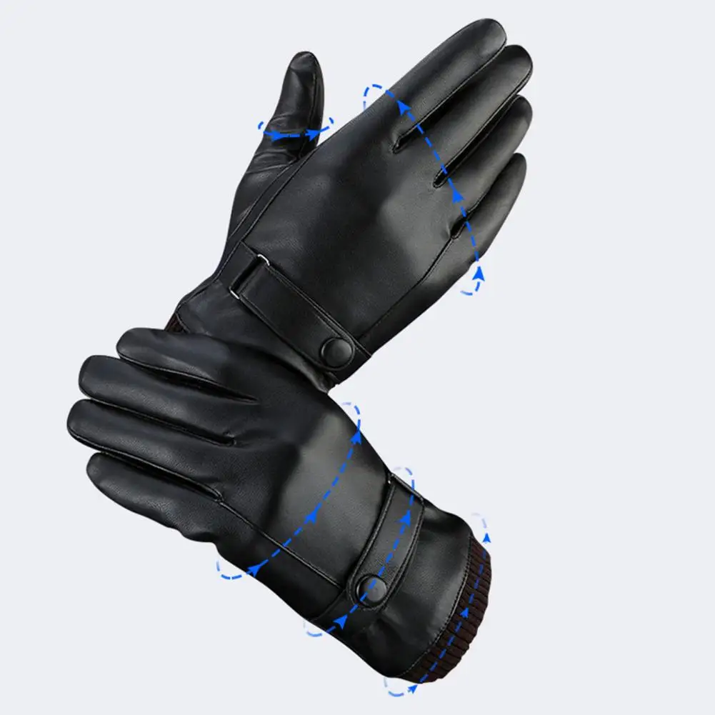 

Wrist Protection Driving Gloves Thickened Coldproof Fashion Winter Windproof Touch Screen Faux Leather Cycling Gloves