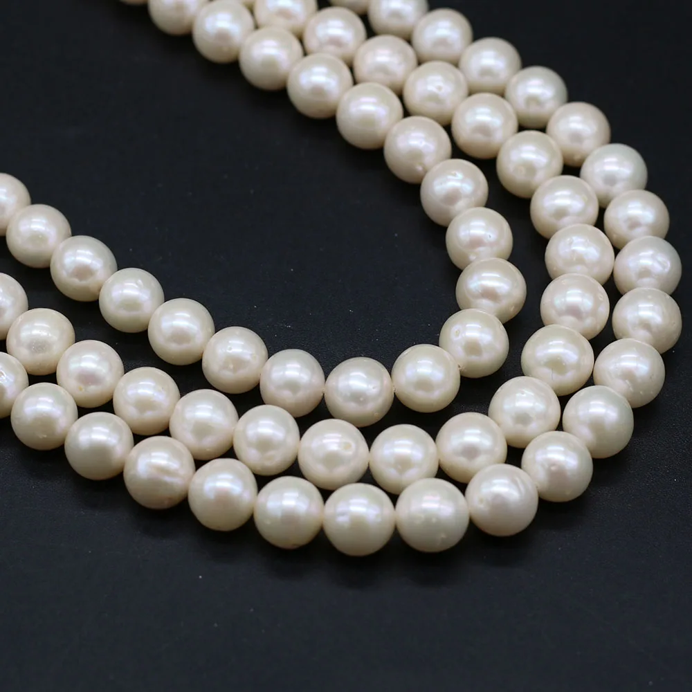 11-12mm Real Natural Freshwater Round Pearl Beads Punch Loose Spacer Beads For Jewelry Making DIY Necklace Earrings Bracelet 15