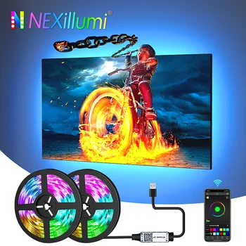 Nexillumi LED 스트립 조명, 1m-15m TV LED 백라이트, 22 인치-85 인치 TV RGB LED 스트립, USB 전원, 앱 제어, 음악과 동기화