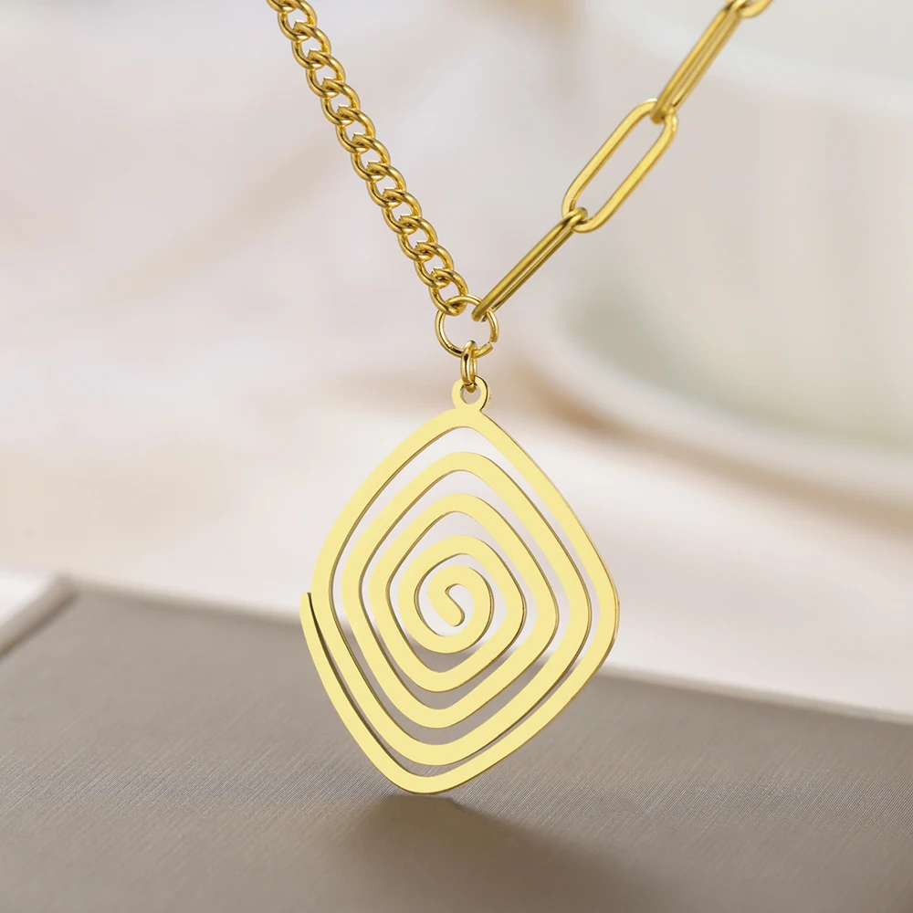 Dawapara Antike griechische Spirale Halskette Heilige Geometrie Geist Akasha Kraft und Weisheit Amulett Edelstahl Spiritueller Schmuck – Detail 18