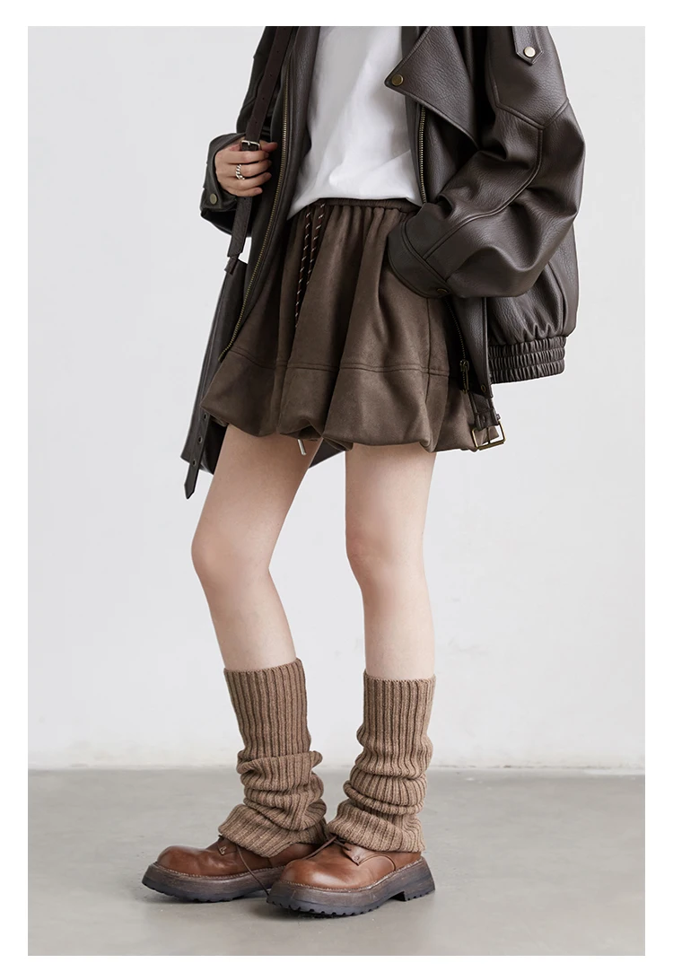 CHIC VEN Women Mini Skirts Casual Retro Flower Bud Suede Half Skirt High Waisted A-line Ladies Clothes Spring Autumn 2025