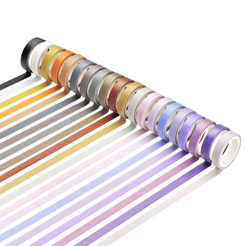 Decoration tape non-repetitive basic solid color rainbow tape for notebook diary DIY decoration office layout and paper sticker box set 60pcs