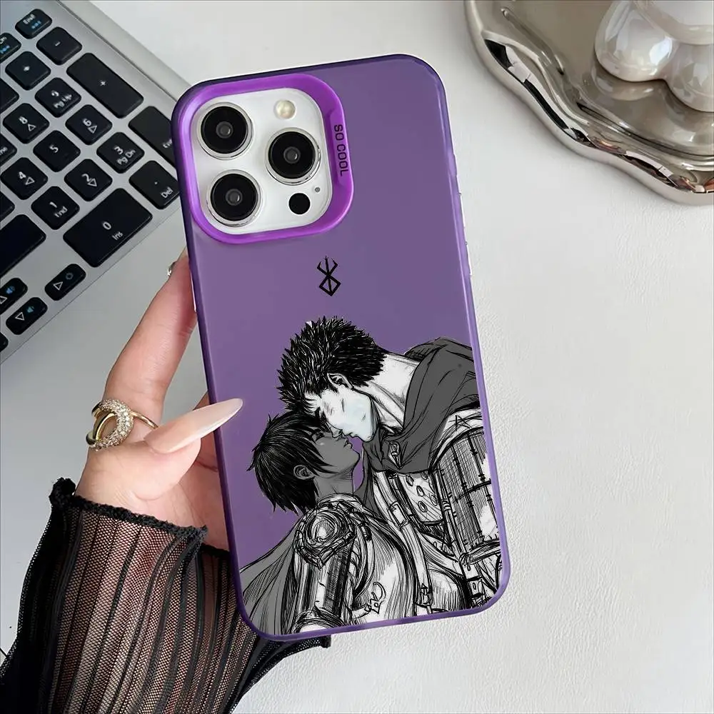 Berserk Anime Electroplated Silver Button Phone Case