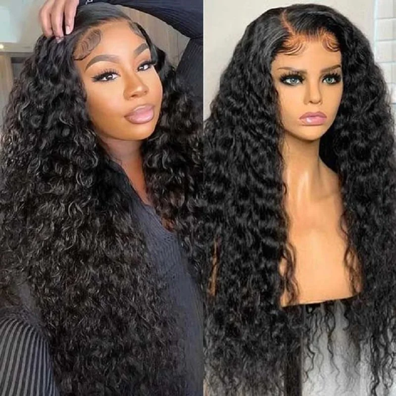 

Long Glueless Preplucked 26Inches 180% Density Black Kinky Curly Lace Front Wig For Black Women With BabyHair Daily